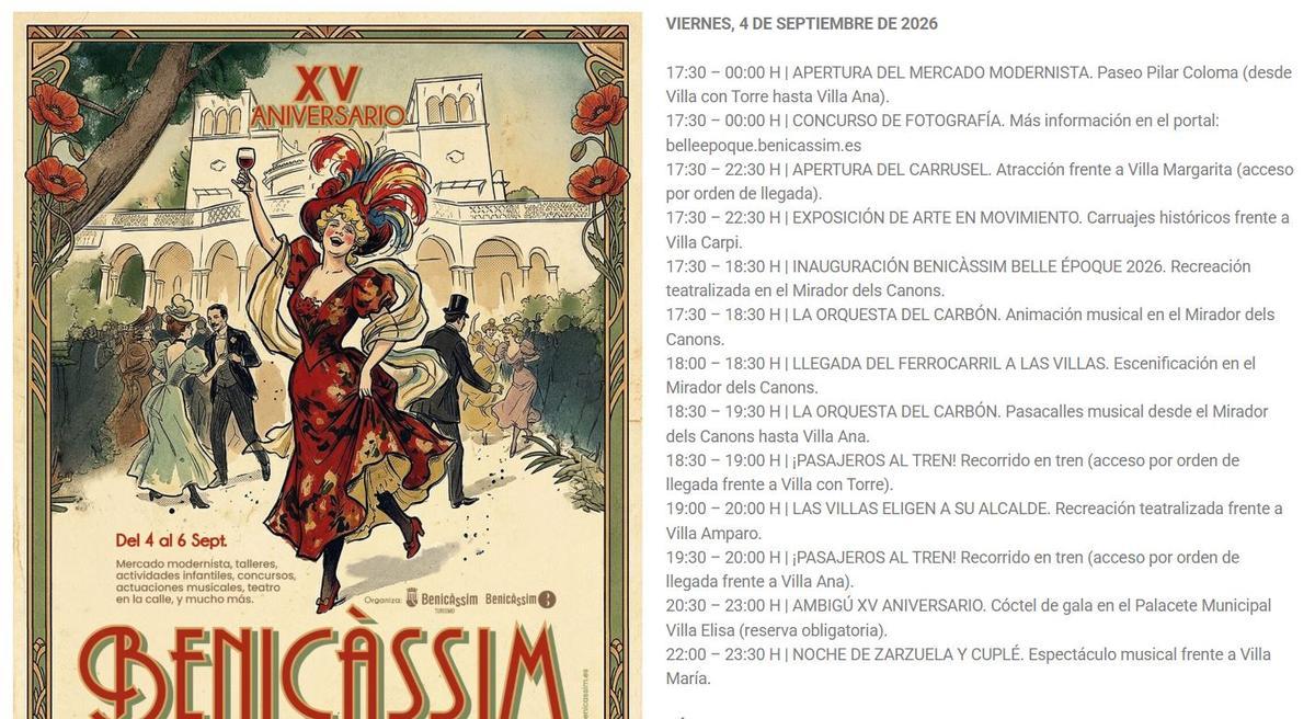 Programa de esta edición de la Belle Époque del viernes.