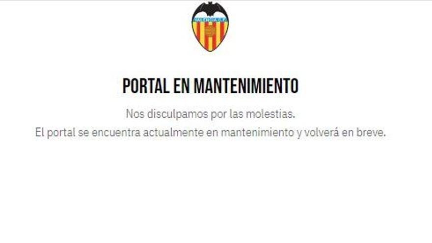 La web del Valencia CF, colapsada por la venta de entradas de la Copa.