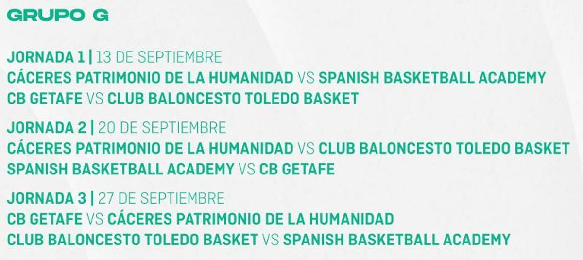 Calendario del grupo G.