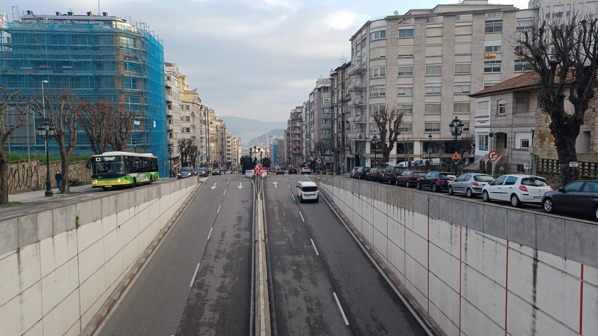 Vista de la Gran Vía desde el túnel de Plaza de España, que también tendrá restricciones.