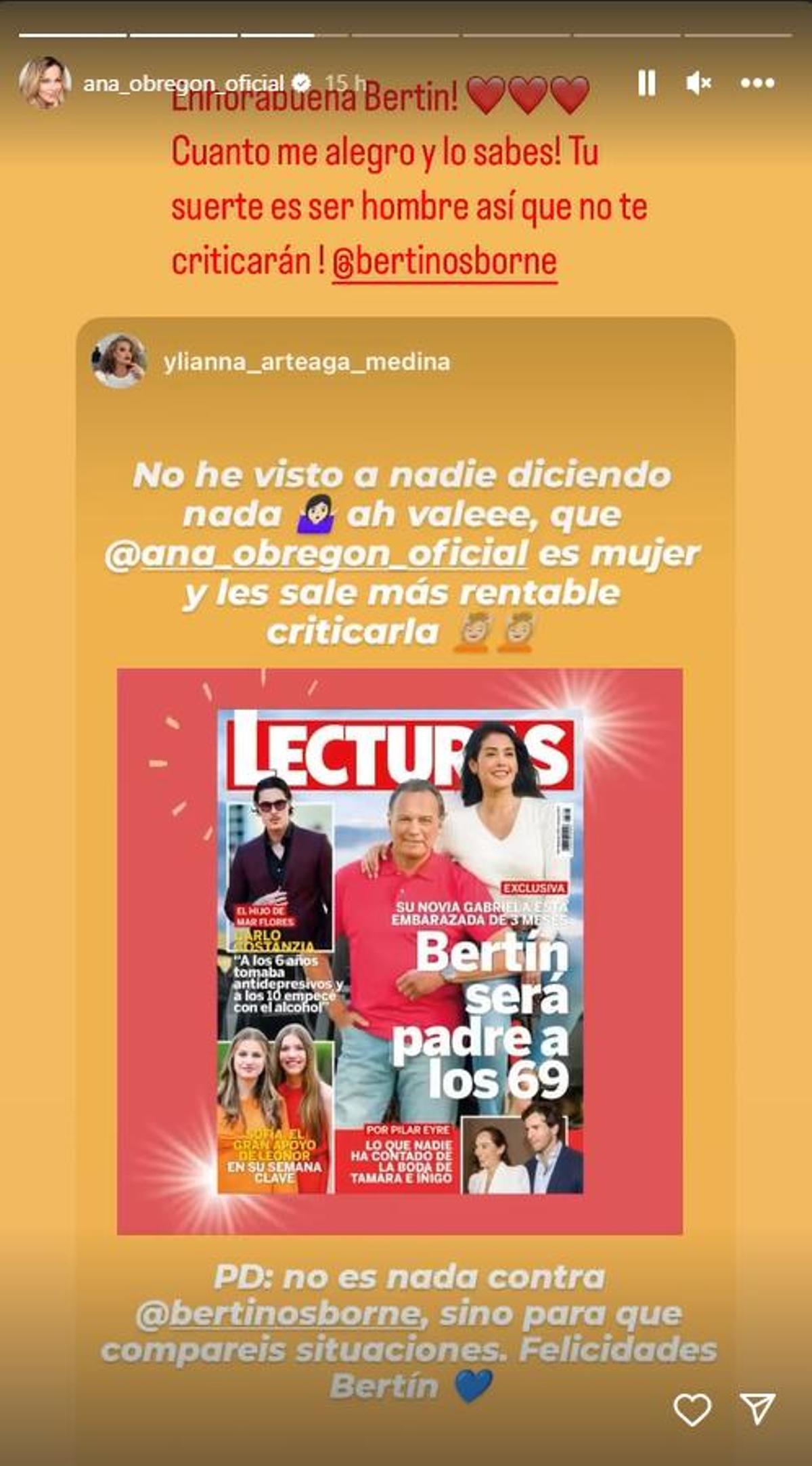 Ana Obregón reacciona a la paternidad de Bertín Osborne