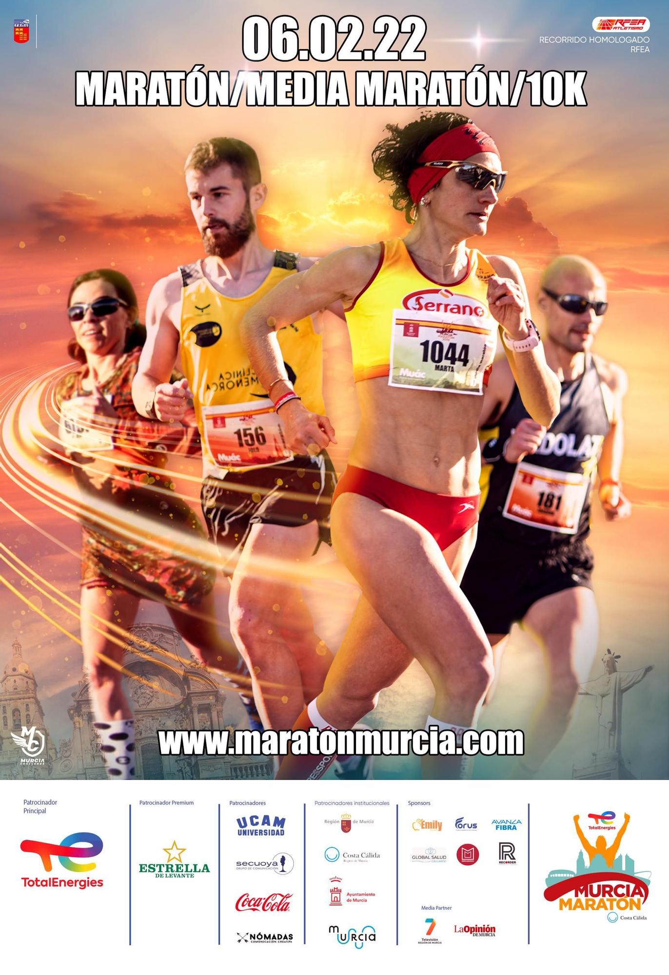 Cartel de la 9ª TotalEnergies Maratón Murcia Costa Cálida