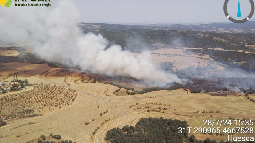 Estabilizado un incendio forestal en Benabarre que ha calcinado 20 hectáreas