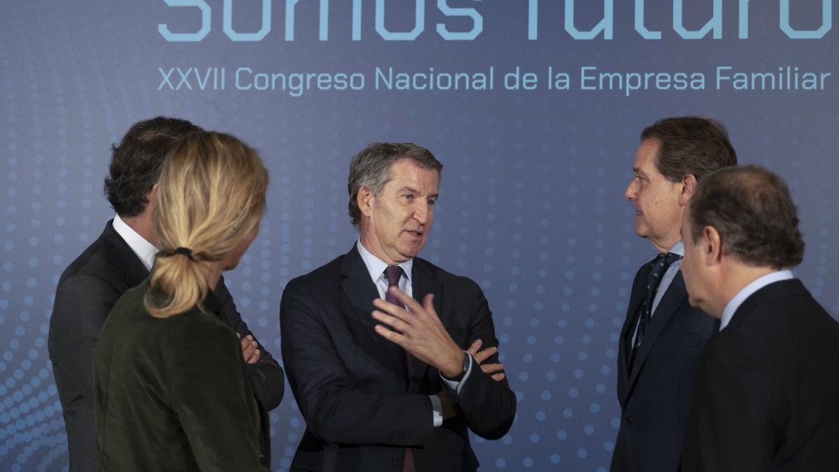 El presidente del Partido Popular, Alberto Núñez Feijóo, durante el XXVII Congreso Nacional de la Empresa Familiar