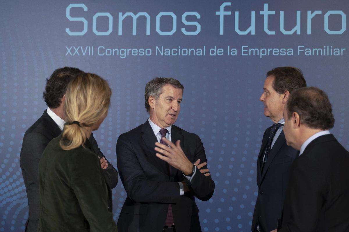 El presidente del Partido Popular, Alberto Núñez Feijóo, durante el XXVII Congreso Nacional de la Empresa Familiar
