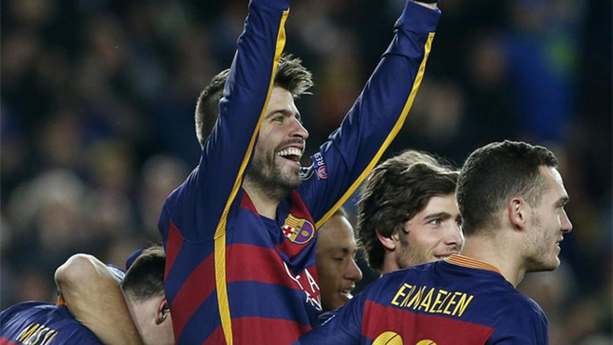 Piqué celebra su primer gol esta temporada