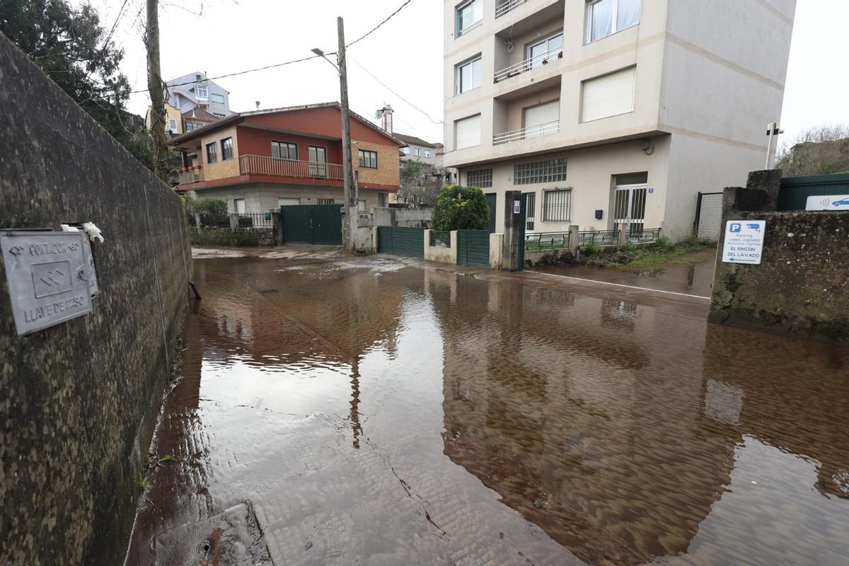 Rúa do Santo, inundada en la mañana de este martes