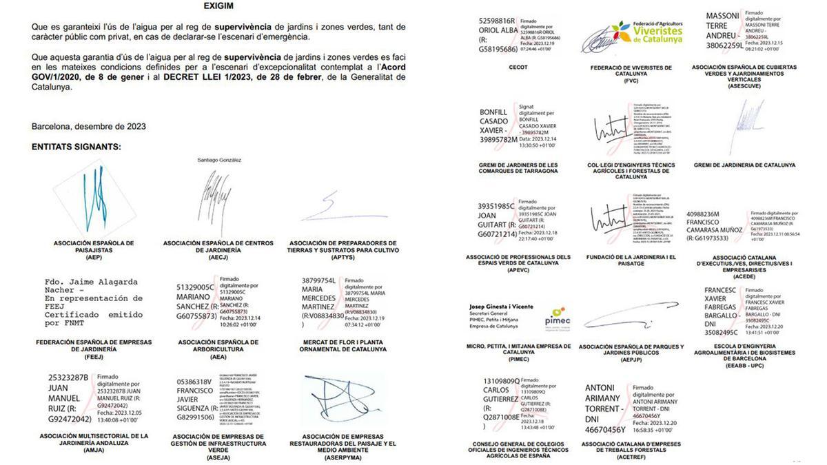 Manifiesto firmado por la mayoría del sector de la jardinería.