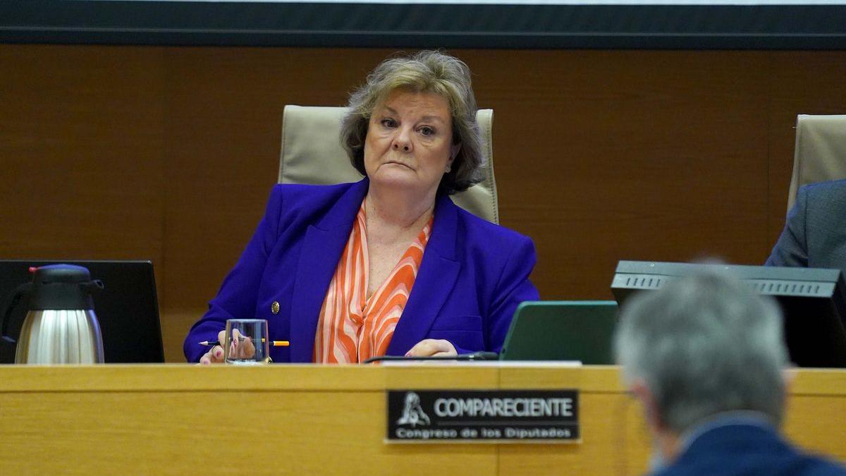 Enriqueta Chicano, Presidenta del Tribunal de Cuentas durante su comparecencia esta mañana en el Congreso de los Diputados.