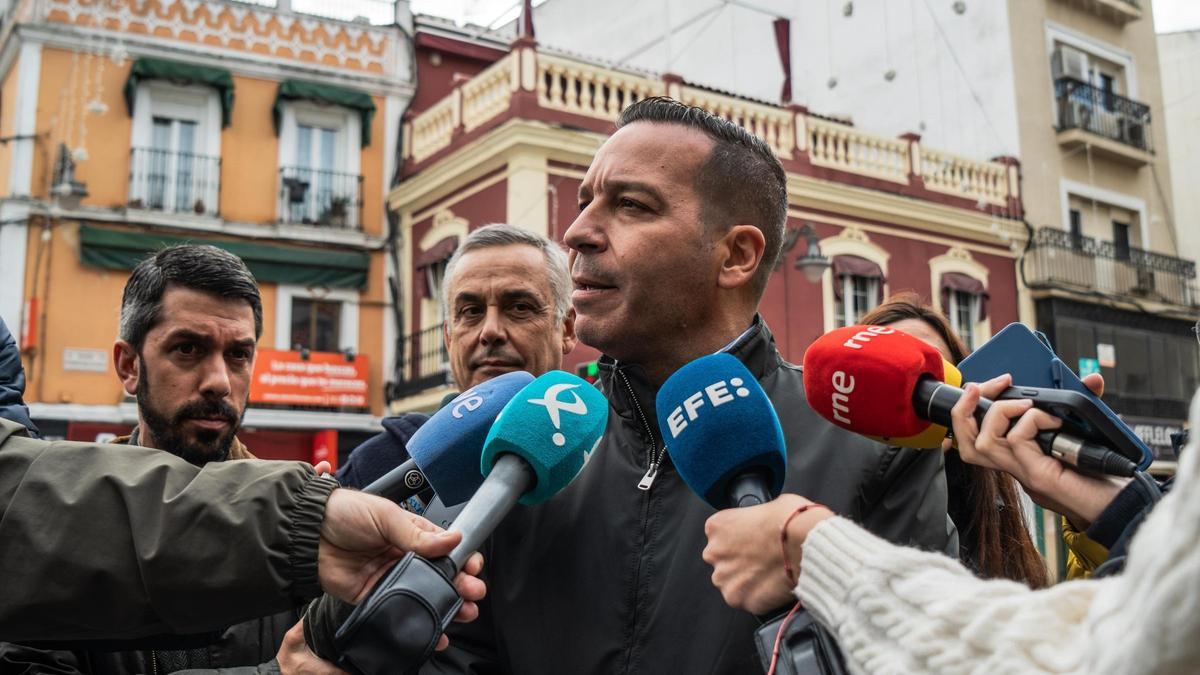 Óscar Fernández Calle, candidato de Vox a la Presidencia de la Junta de Extremadura, este martes en Mérida.
