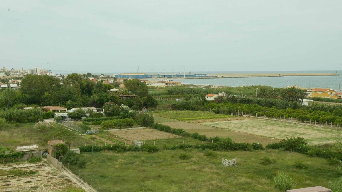 Imagen parcial del sector Rafalcaid-2 de Gandia, con el puerto al fondo.