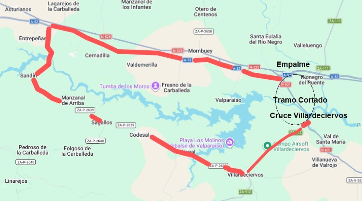 Alternativa no oficial por carreteras autonómicas y provinciales