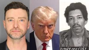 Justin TImberlake, Donald Trump y Jimi Hendrix en sus fotografías policiales o mugshots.