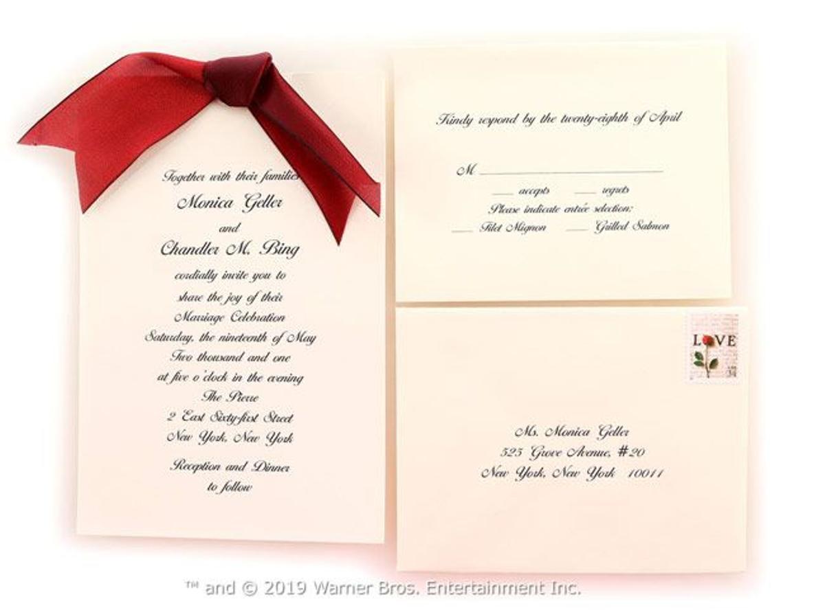 Subasta de 'Friends': invitaciones de boda de Monica Geller y Chandler Bing