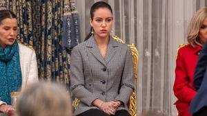 La princesa Lalla Meryem de Marruecos, la princesa Lalla Khadija (hija del rey Mohamed VI) y Brigitte Macron asisten a la ceremonia de firma de acuerdos en la Residencia de Huéspedes Reales de Rabat, Marruecos, el 28 de octubre de 2024