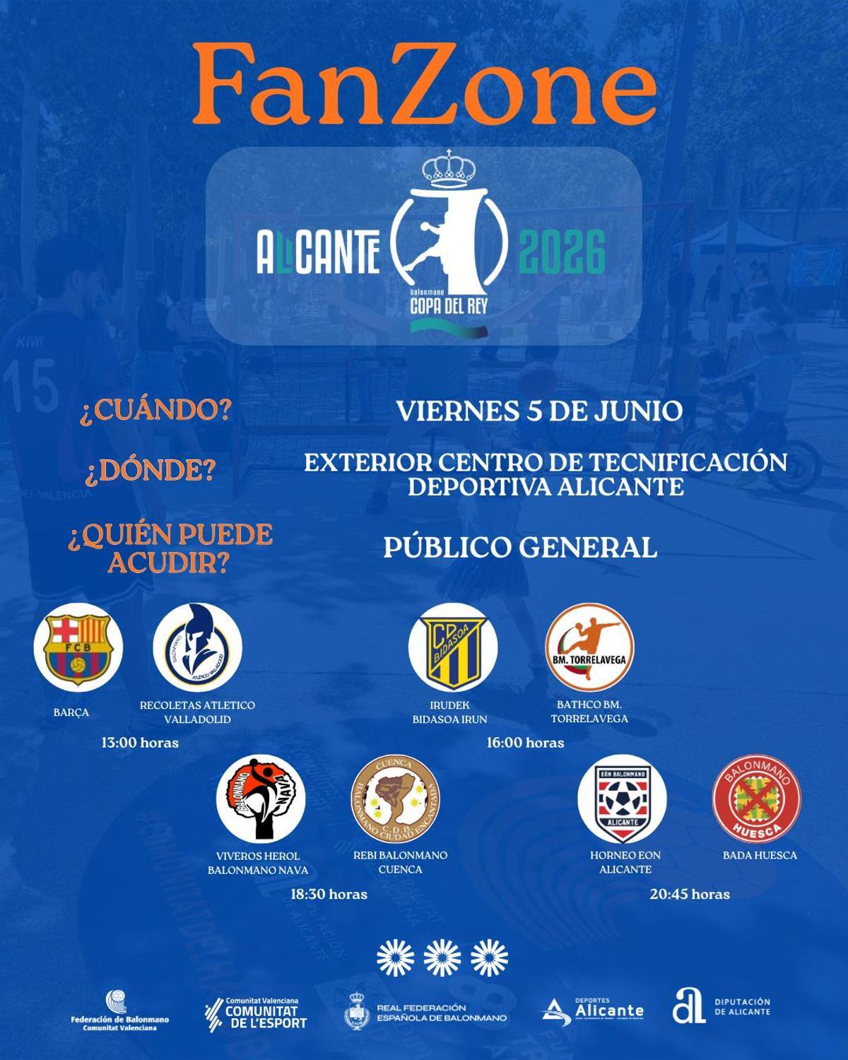 Horarios de la fan zone de la Copa del Rey de Balonmano Alicante 2026.