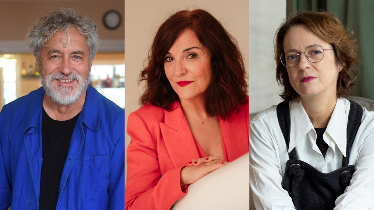 Los escritores Manuel Rivas, Elvira Lindo y Marta Sanz.