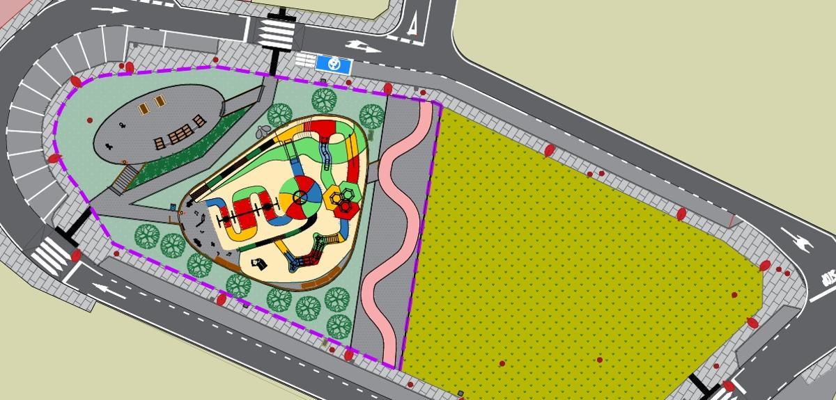 Vista del plano del futuro parque que se construirá en Candame.