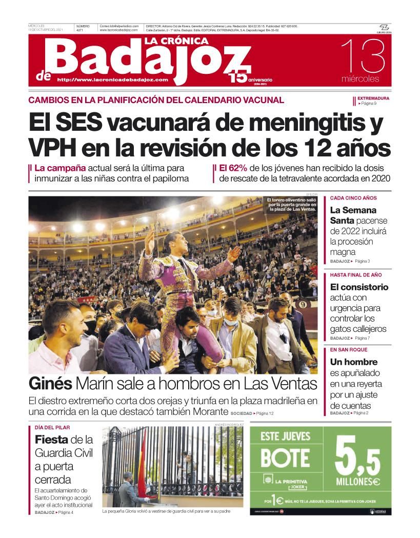 Consulta la portada correspondiente al día 13 de octubre del 2021