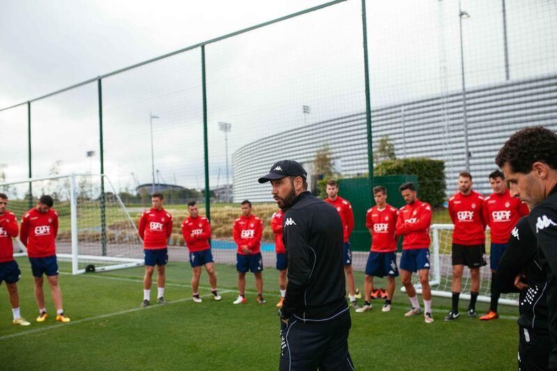 Entrenament del Girona a Manchester