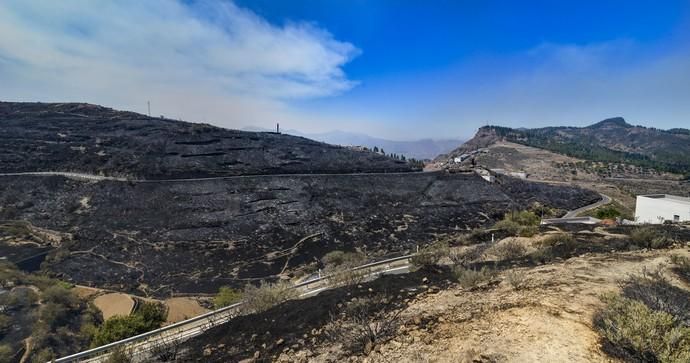 ARTENARA. Incendio en la Cumbre. Vistas de Artenara tras el incendio. El Fuego llegó hasta las casas del Pueblo.  | 11/08/2019 | Fotógrafo: José Pérez Curbelo