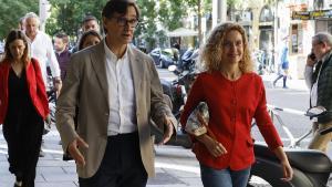 Salvador Illa y Meritxell Batet, a su llegada al Consell Nacional del PSC celebrado este domingo. 