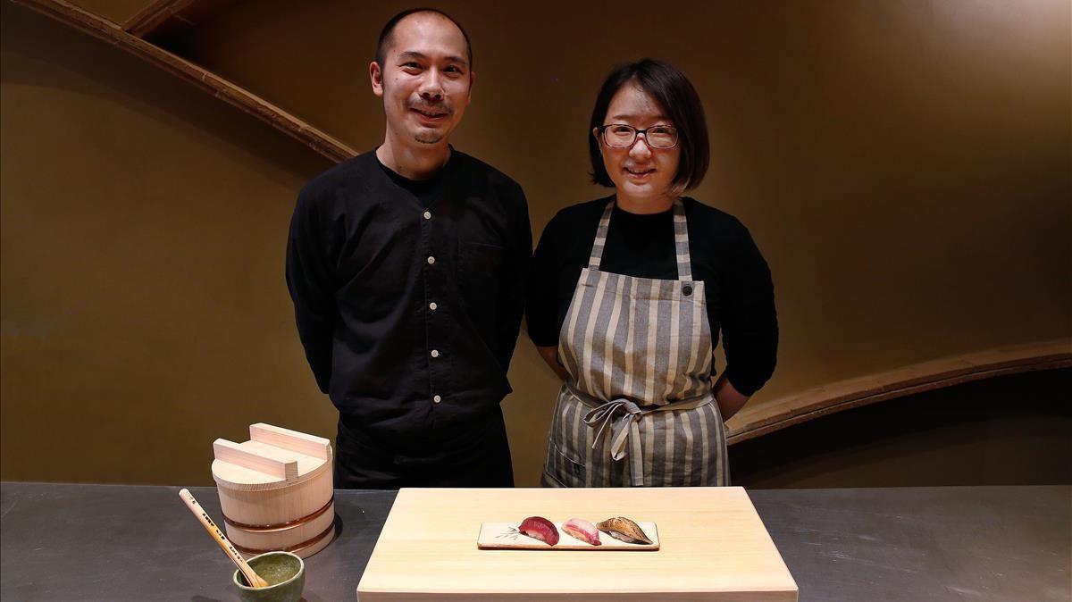 Ryuta y Aya Sato, en el restaurante Sensato.