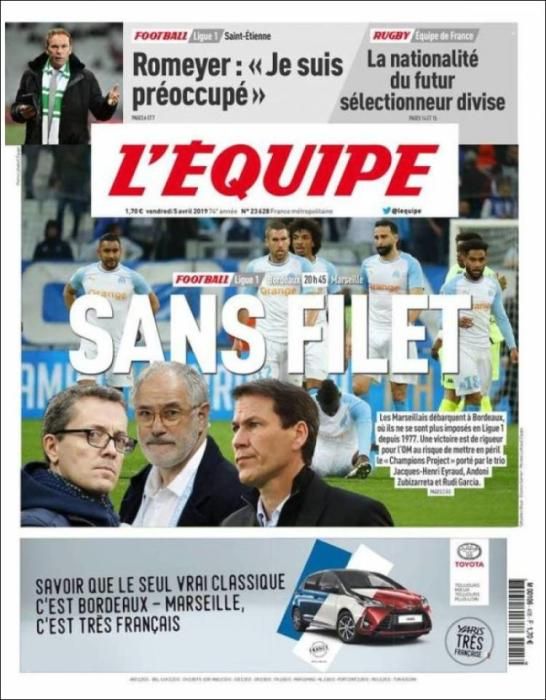 Portada L'ÉQUIPE viernes 5 de abril de 2019