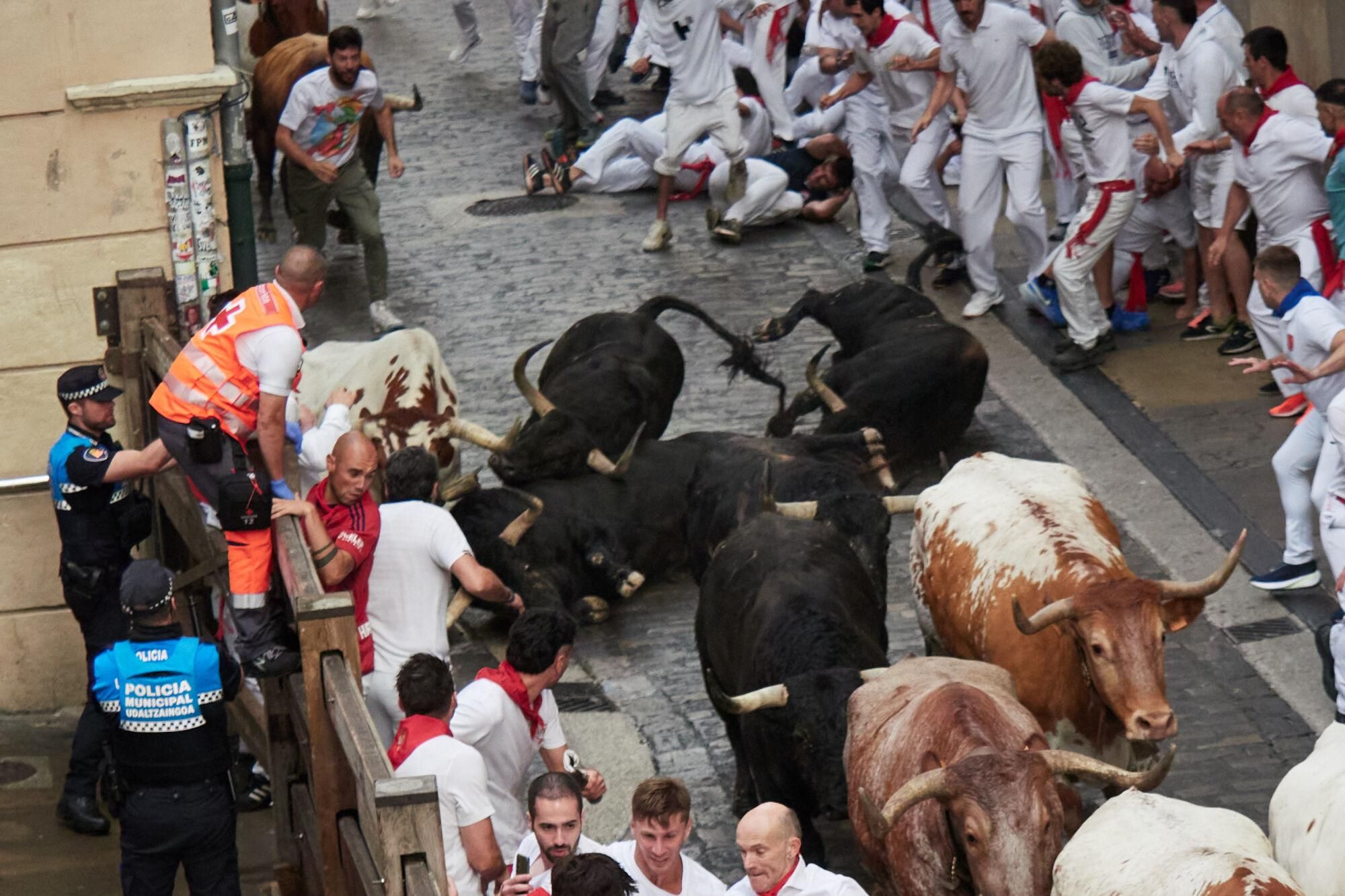 El primer encierro de los Sanfermines 2025, en imágenes.