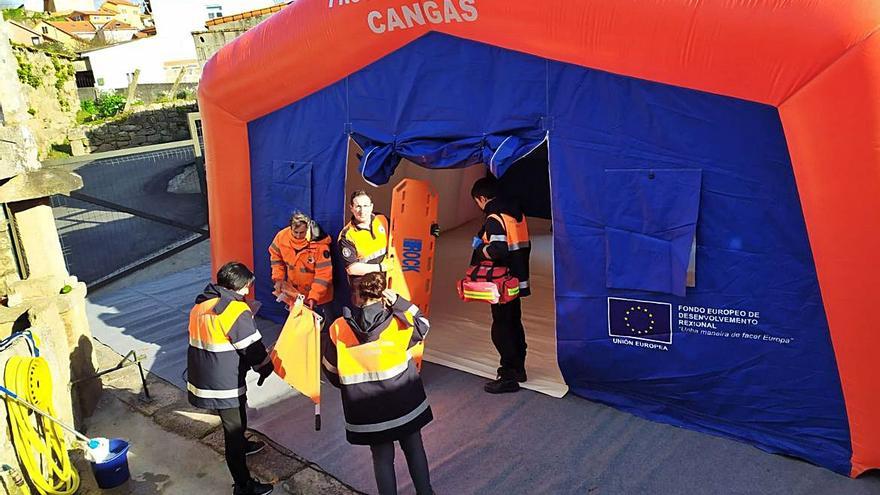 Hospital de campaña que tenía hasta ahora la agrupación de Cangas. | // SANTOS Á.