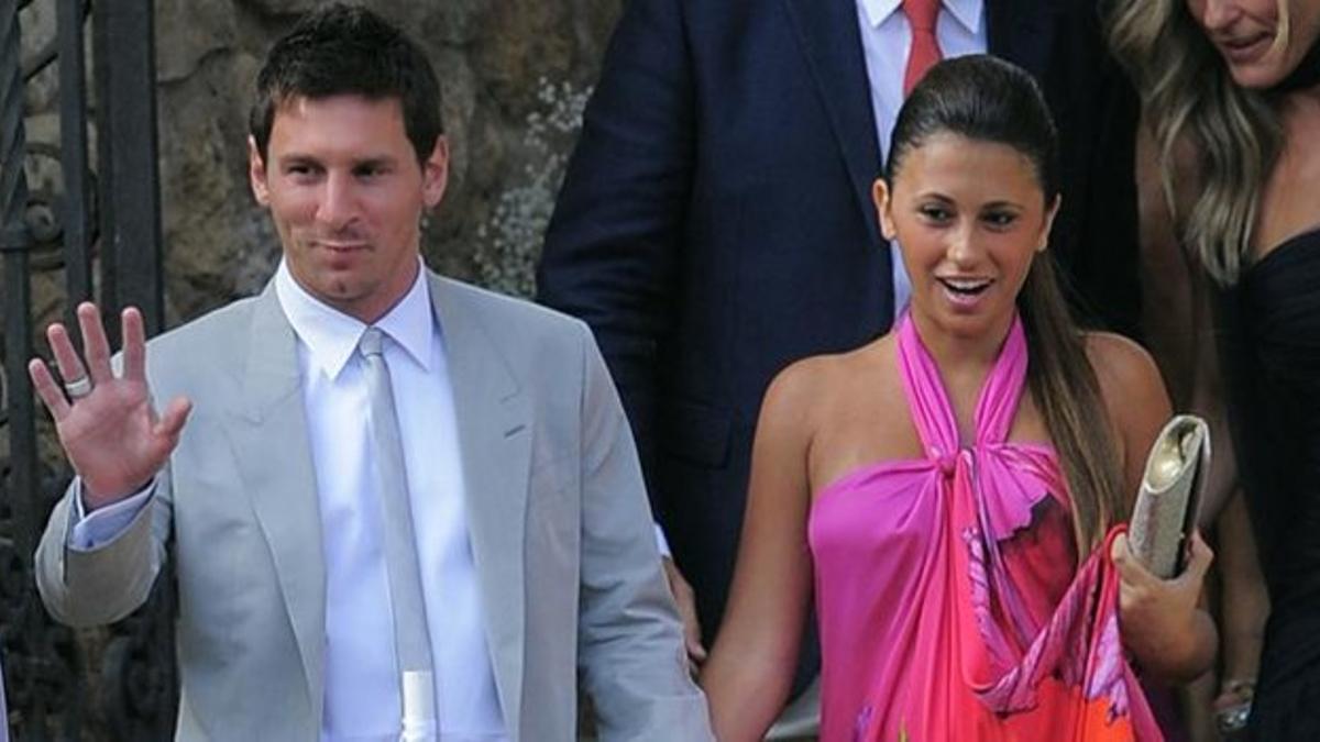 Messi y su novia, Antonella, en la boda de Iniesta en septiembre.