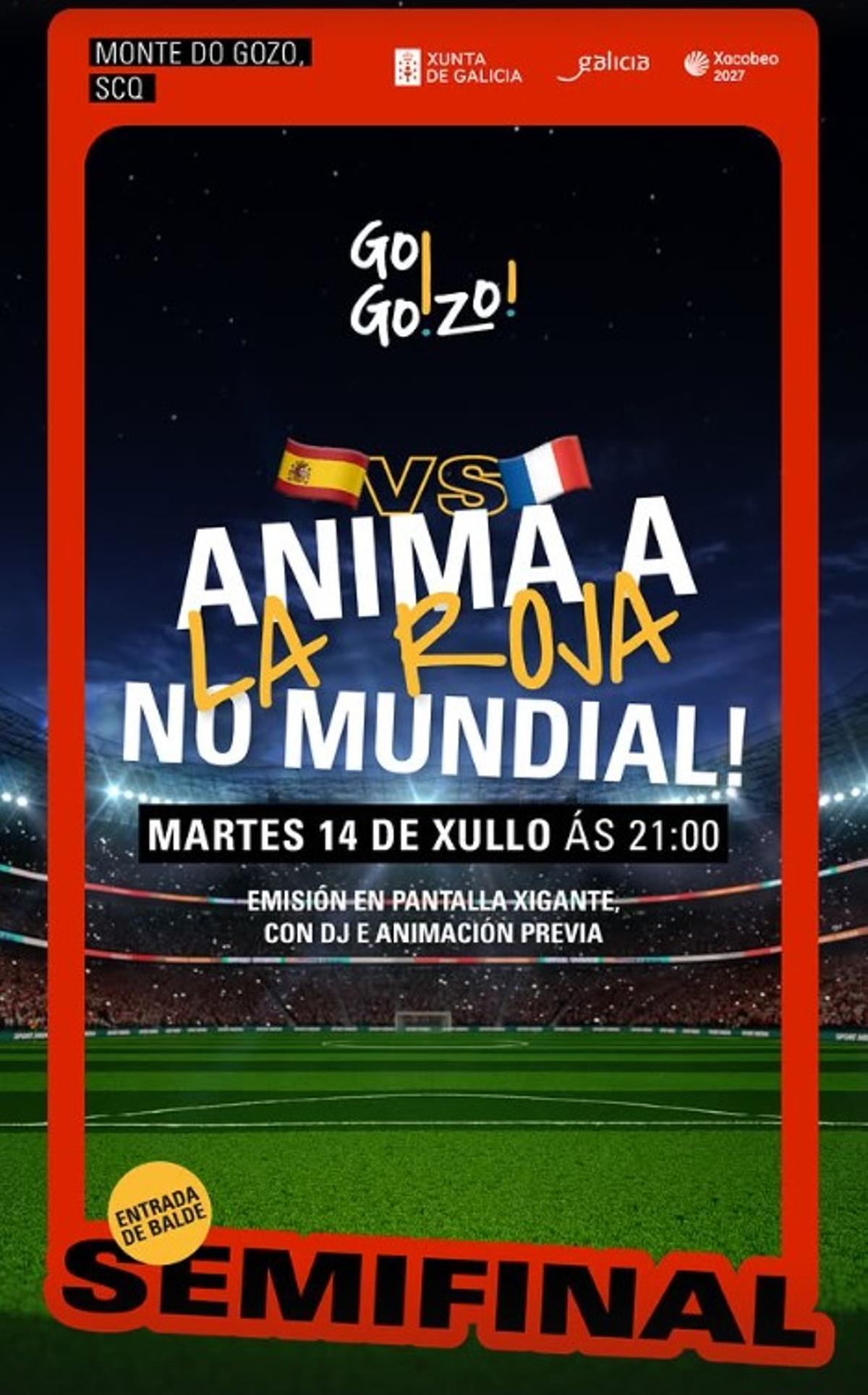Go!Go!Zo! pondrá una pantalla gigante en el Monte do Gozo para ver el partido de semifinales del Mundial 2026 entre España y Francia.