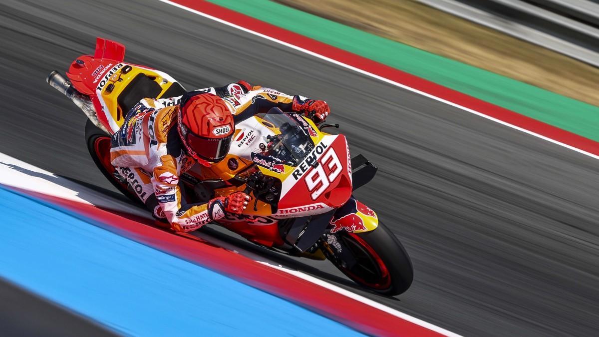 Marc Márquez, durante las sesiones en Assen