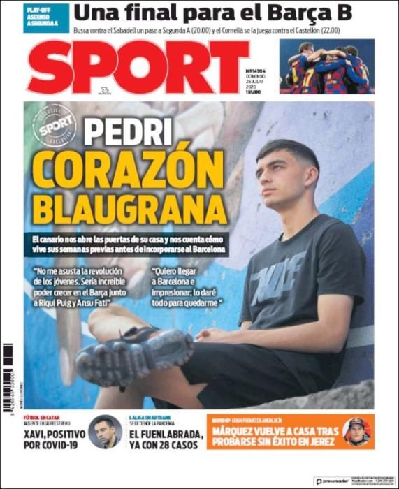 Portada SPORT domingo 26 julio 2020