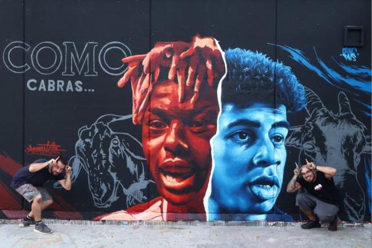 El mural más culé de Lamine Yamal y Nico Williams en Barcelona