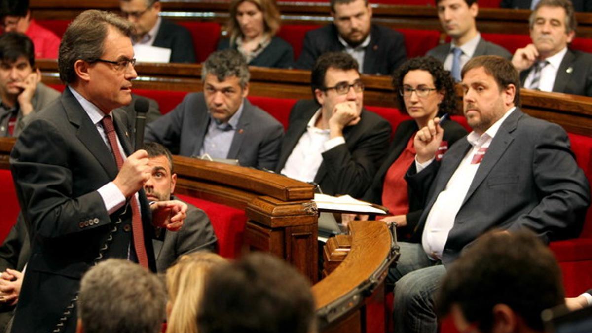 Artur Mas, durante su intervención en el Parlament.