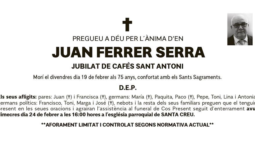 Esquela Juan Ferrer Serra