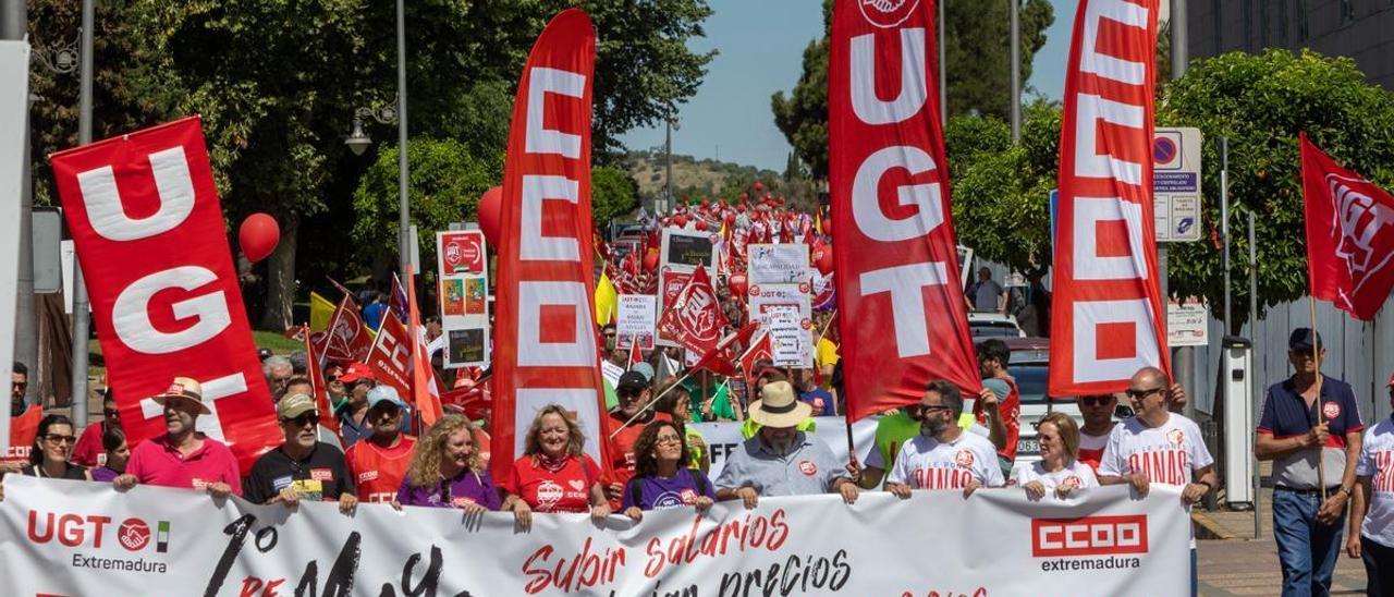 Manifestación del 1 de mayo en Mérida, en la que se reinvindicaron salarios dignos.