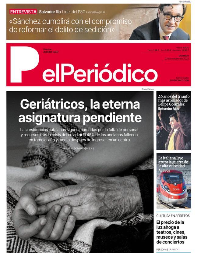 La portada d’EL PERIÓDICO del 23 d’octubre del 2022