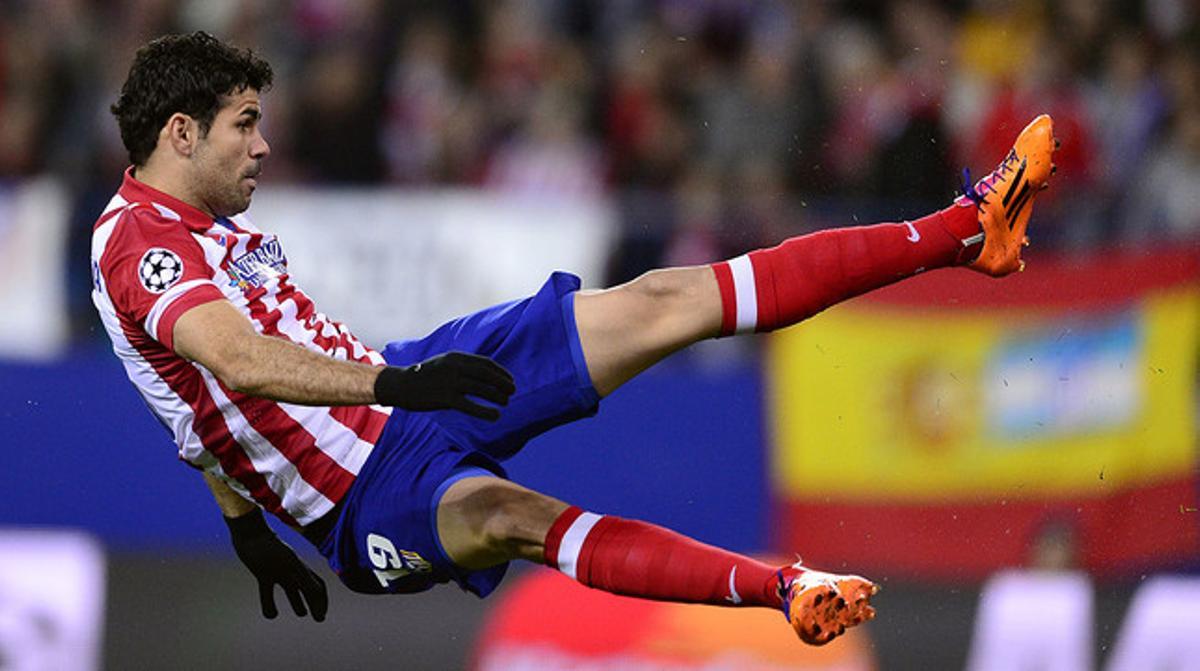 Diego Costa, durant la tornada de vuitens de la Champions contra el Milan al Calderón.