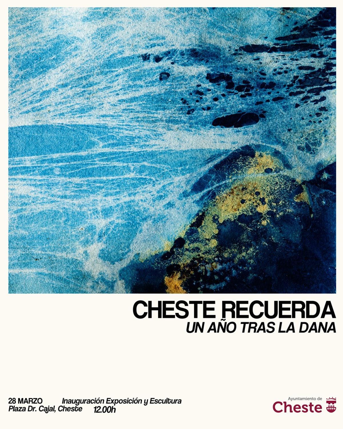 Cartel de exposición fotográfica de Héctor Murgui y la escultura del artista Adolfo Ibáñez Andrés en Cheste.