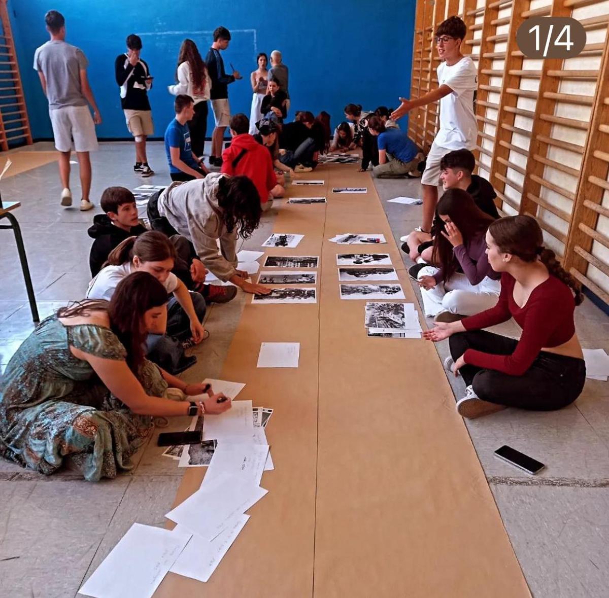 Preparación de la performance de estudiantes de Erasmus en Alicante contra las guerras