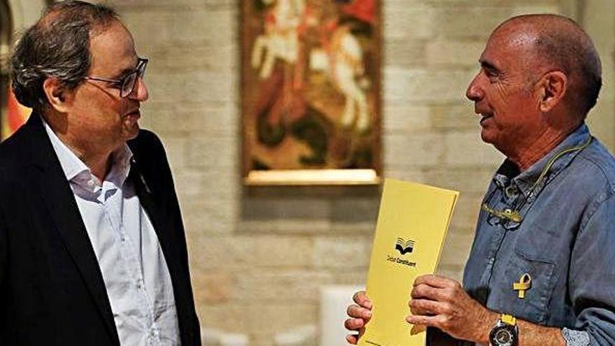 Lluís Llach i el president de la Generalitat, Quim Torra, ahir