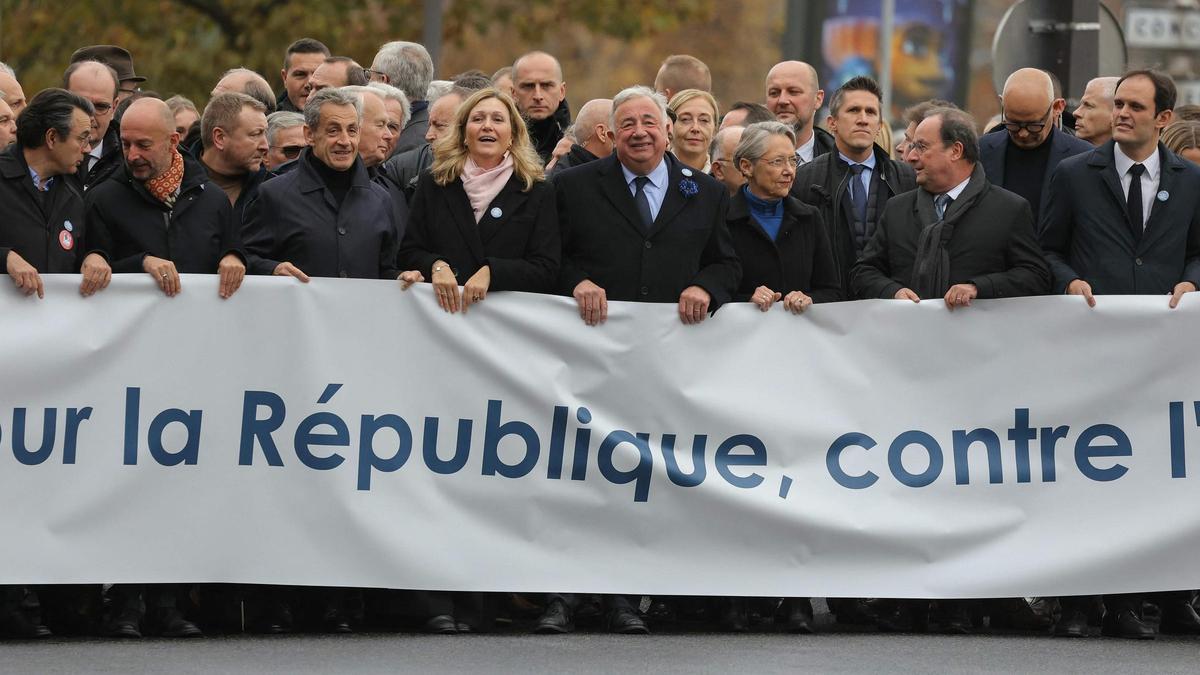 Marcha en París contra en antisemitismo.