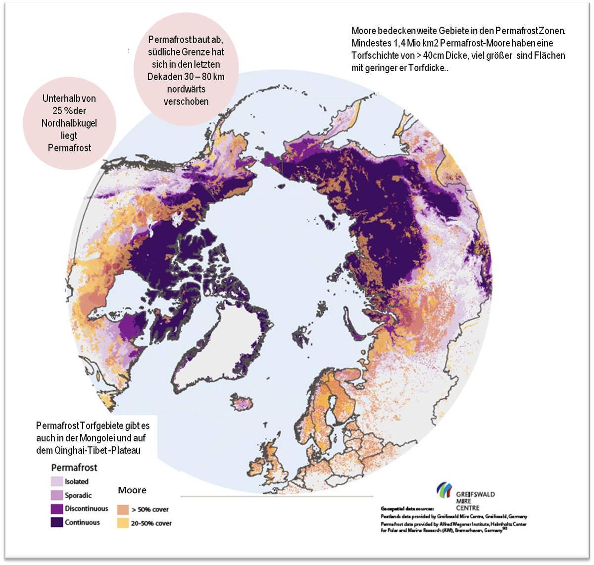 Distribución de las turberas de permafrost.