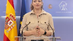 La portavoz del PP en el Congreso, Ester Muñoz, durante una rueda de prensa posterior a la Junta de Portavoces, enel Congreso