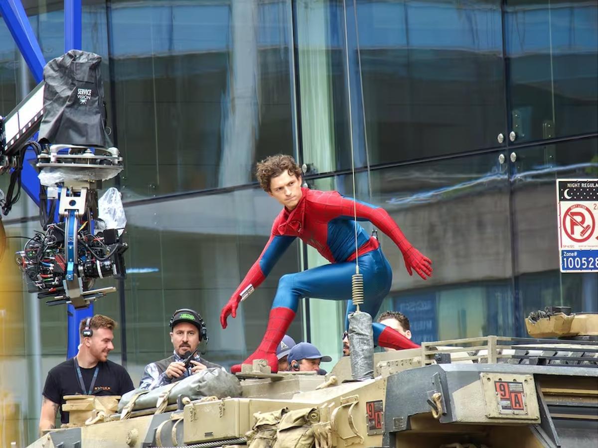 Tom Holland en el set de 'Spider-Man: Brand New Day', en Glasgow, Escocia, el domingo 3 de agosto de 2025
