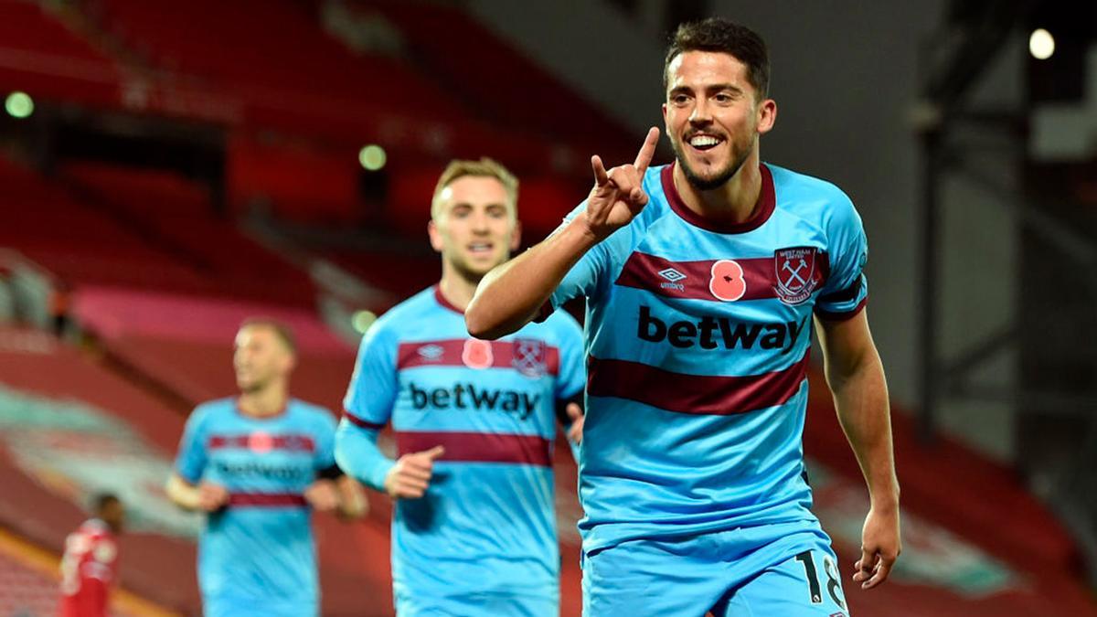 Pablo Fornals celebra un gol con el West Ham