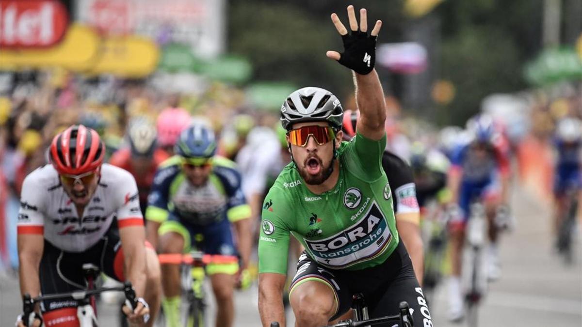 Peter Sagan celebra su tercera victoria en esta edición del Tour