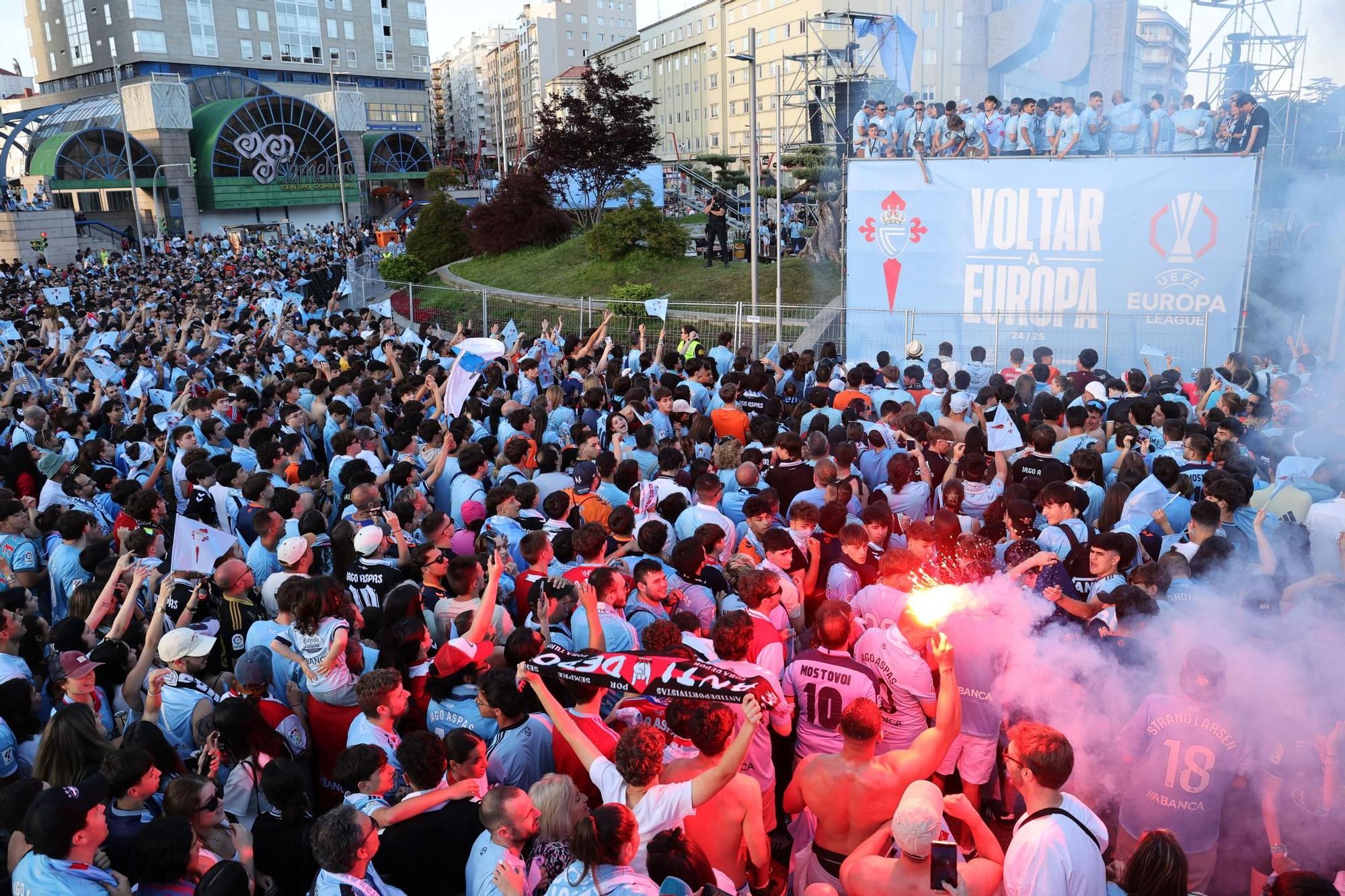 El Celta celebra por todo lo alto su llegada a Europa